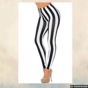 BLACK AND WHITE WIDE STRIPE LEGGINGS